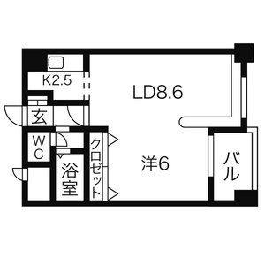 ハウスオブリザ中の島　Ｉ 313｜北海道札幌市豊平区中の島二条１丁目(賃貸マンション1LDK・3階・36.23㎡)の写真 その2
