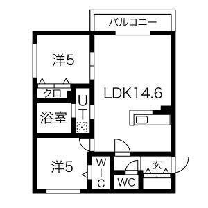 リベルタ澄川 205｜北海道札幌市南区澄川二条４丁目(賃貸マンション2LDK・2階・55.20㎡)の写真 その2