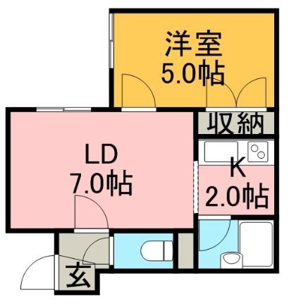 シャネル中の島伍番館 103｜北海道札幌市豊平区中の島一条８丁目(賃貸アパート1DK・1階・24.31㎡)の写真 その2