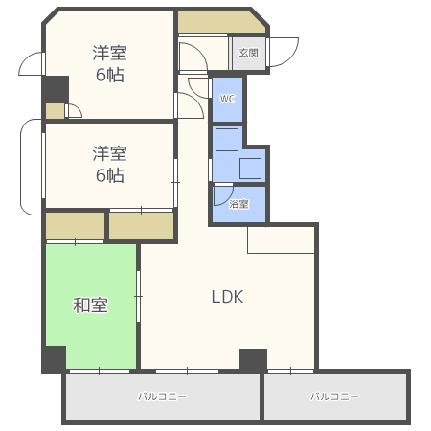 アクティブプラザ上野幌 601｜北海道札幌市厚別区上野幌一条２丁目(賃貸マンション3LDK・6階・71.29㎡)の写真 その2