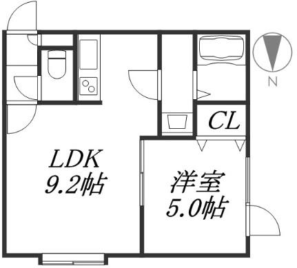 発寒好文邸 102｜北海道札幌市西区発寒十四条２丁目(賃貸アパート1LDK・1階・31.59㎡)の写真 その2