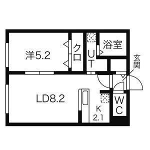 キューブ中の島2・3Ｎ 406｜北海道札幌市豊平区中の島二条３丁目(賃貸マンション1LDK・4階・35.34㎡)の写真 その2