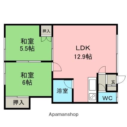 北海道札幌市厚別区厚別南１丁目(賃貸アパート2LDK・2階・52.00㎡)の写真 その2
