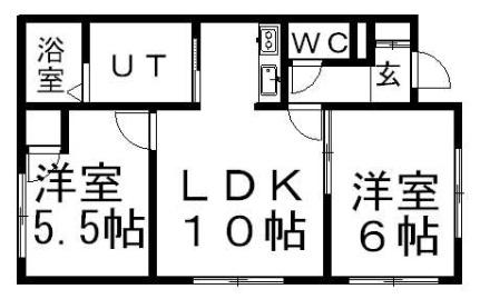 北海道札幌市厚別区厚別中央一条２丁目(賃貸アパート2LDK・2階・48.02㎡)の写真 その2