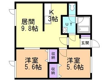 北海道札幌市白石区中央三条６丁目(賃貸アパート2LDK・1階・51.40㎡)の写真 その2