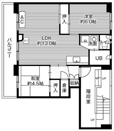 ビレッジハウス江別2号棟 0301｜北海道江別市上江別(賃貸マンション2LDK・3階・55.99㎡)の写真 その2