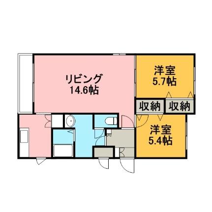 北海道札幌市白石区南郷通５丁目北(賃貸マンション2LDK・2階・53.94㎡)の写真 その2