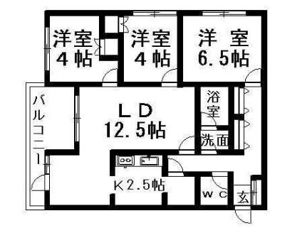 ＮＯＡII 301｜北海道札幌市豊平区月寒西五条１０丁目(賃貸マンション3LDK・3階・54.45㎡)の写真 その2