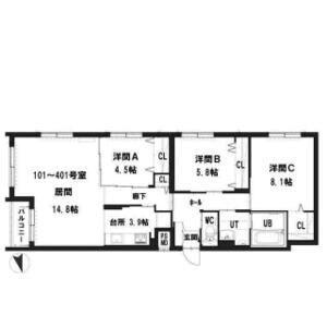 グランメール・シャリテ 301｜北海道札幌市豊平区中の島二条１０丁目(賃貸マンション3LDK・3階・85.69㎡)の写真 その2