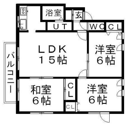 ドリームハイツＤ 102｜北海道札幌市厚別区上野幌一条１丁目(賃貸アパート3LDK・1階・58.02㎡)の写真 その2