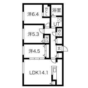 Ｌｉｅｎ新さっぽろ 103｜北海道札幌市厚別区厚別中央三条４丁目(賃貸マンション3LDK・1階・70.20㎡)の写真 その2