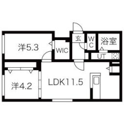 仮）ＡＬＰＨＡ厚別中央3ー4ＭＳ 3階2LDKの間取り