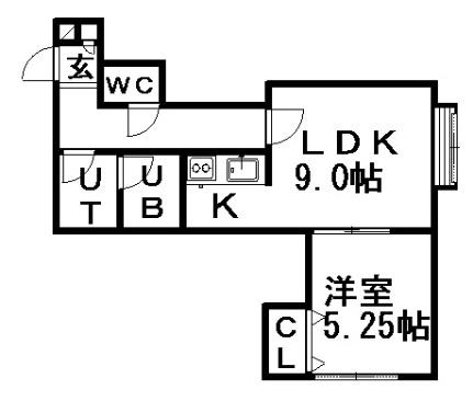 ユートピア 202｜北海道札幌市白石区菊水元町五条１丁目(賃貸アパート1LDK・1階・36.02㎡)の写真 その2