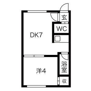 クルーズハウス平岸　ＩＩ 102｜北海道札幌市豊平区平岸四条８丁目(賃貸アパート1DK・2階・25.60㎡)の写真 その2