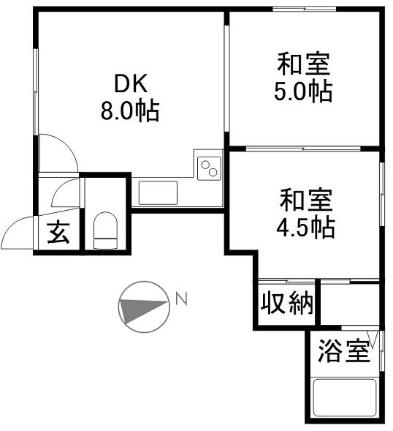 第5みゆきパレス 12｜北海道札幌市豊平区平岸三条６丁目(賃貸アパート2DK・2階・33.27㎡)の写真 その2