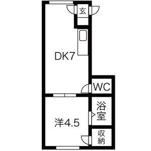 中神マンション 1-B｜北海道札幌市中央区南二十条西５丁目(賃貸マンション1DK・1階・24.00㎡)の写真 その2