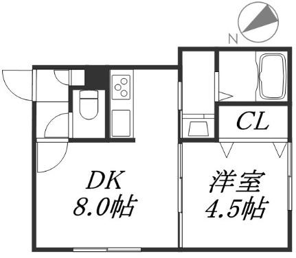 ゼログランデ 105｜北海道札幌市西区二十四軒三条５丁目(賃貸アパート1DK・2階・29.29㎡)の写真 その2