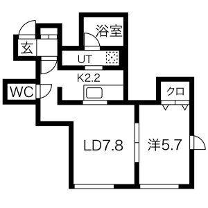 モンレーヴVI 106 ｜ 北海道札幌市豊平区中の島二条８丁目（賃貸アパート1LDK・2階・32.68㎡） その2