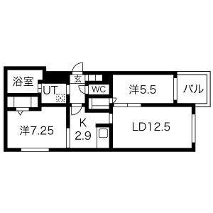 ＣーＳＥＬＥＣＴＩＯＮ．ＳＴＥＬＬＡ　Ｉ 102｜北海道札幌市中央区北五条西１２丁目(賃貸マンション2LDK・1階・61.08㎡)の写真 その2
