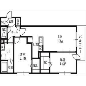 アルファスクエア北12西3 00507｜北海道札幌市北区北十二条西３丁目(賃貸マンション2LDK・5階・54.44㎡)の写真 その2