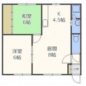 関井ハウス 201｜北海道札幌市中央区南十七条西１７丁目(賃貸アパート2LDK・2階・44.70㎡)の写真 その2