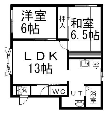 藤ハイツＢ 201｜北海道札幌市白石区栄通１１丁目(賃貸アパート2LDK・2階・54.00㎡)の写真 その2