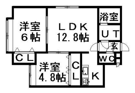 グローバルIII 201｜北海道札幌市白石区菊水七条１丁目(賃貸アパート2LDK・2階・50.60㎡)の写真 その2