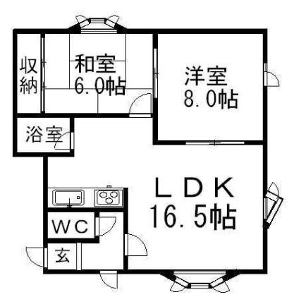 ロイヤルハイツＧ 102｜北海道札幌市白石区菊水元町二条４丁目(賃貸アパート2LDK・2階・58.32㎡)の写真 その2