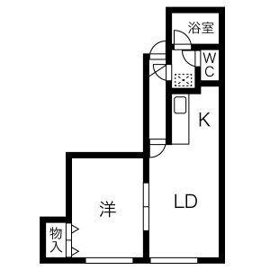 シャネル中の島 305｜北海道札幌市豊平区中の島一条９丁目(賃貸アパート1DK・3階・32.44㎡)の写真 その2