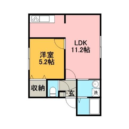 北海道札幌市白石区菊水上町一条２丁目(賃貸マンション1LDK・4階・36.45㎡)の写真 その2