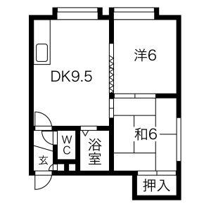 タウニーハイム 205｜北海道札幌市白石区北郷七条４丁目(賃貸アパート2LDK・2階・37.06㎡)の写真 その2