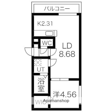 北海道札幌市中央区南十二条西１６丁目(賃貸マンション1LDK・3階・34.02㎡)の写真 その2