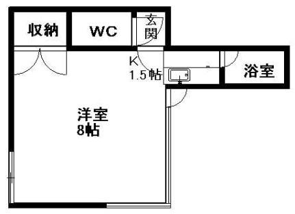 白石本通クラブハウス 201｜北海道札幌市白石区本通８丁目北(賃貸アパート1K・2階・21.49㎡)の写真 その2