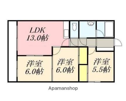 第1シャトウはまなす 301｜北海道北斗市七重浜７丁目(賃貸マンション3LDK・3階・58.62㎡)の写真 その2