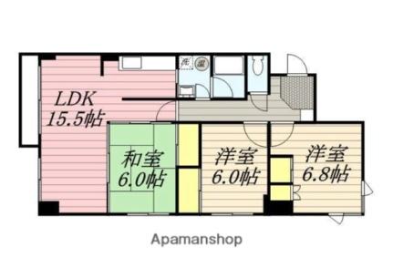 アートビュー千歳 401｜北海道函館市千歳町(賃貸マンション3LDK・4階・68.18㎡)の写真 その2