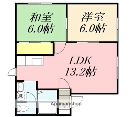 ウィンディア中道 202｜北海道函館市中道２丁目(賃貸アパート2LDK・2階・53.24㎡)の写真 その2