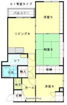 フラットフォーレストII 101 ｜ 北海道函館市日乃出町（賃貸マンション3LDK・1階・60.47㎡） その2