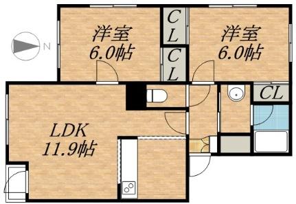 マンションエコー 202｜北海道札幌市中央区南五条西１２丁目(賃貸マンション2LDK・2階・47.92㎡)の写真 その2