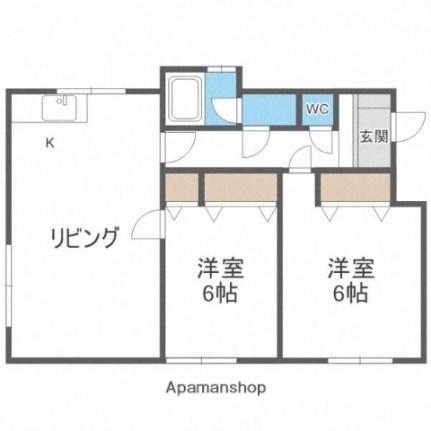 サウスコート 105｜北海道札幌市中央区南六条西１５丁目(賃貸アパート2LDK・2階・60.99㎡)の写真 その2