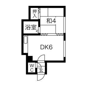 第2本間ハイツ 8｜北海道札幌市中央区南六条西１１丁目(賃貸アパート1DK・2階・21.12㎡)の写真 その2