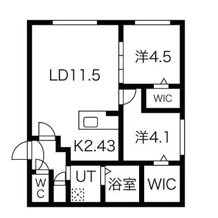 ル・ヌアージュ宮の沢 102｜北海道札幌市西区発寒五条７丁目(賃貸マンション2LDK・1階・52.81㎡)の写真 その2