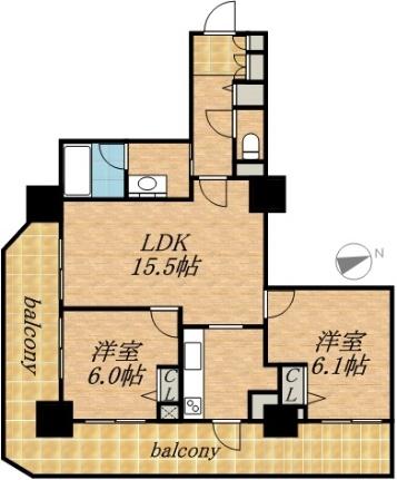 ＰＲＩＭＥ　ＵＲＢＡＮ札幌　ＲＩＶＥＲ　ＦＲＯＮＴ 01602｜北海道札幌市中央区南九条西１丁目(賃貸マンション2LDK・16階・60.97㎡)の写真 その2