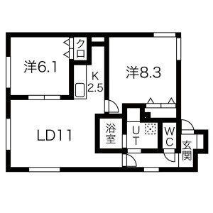 ＧＲＡＮＡ　II 202｜北海道札幌市北区北二十九条西１１丁目(賃貸アパート2LDK・3階・59.78㎡)の写真 その2