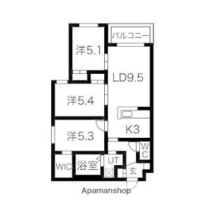 Ｌ’Ｏｒａｎｇｅオランジュ 201｜北海道札幌市東区北十八条東５丁目(賃貸マンション3LDK・2階・64.71㎡)の写真 その2