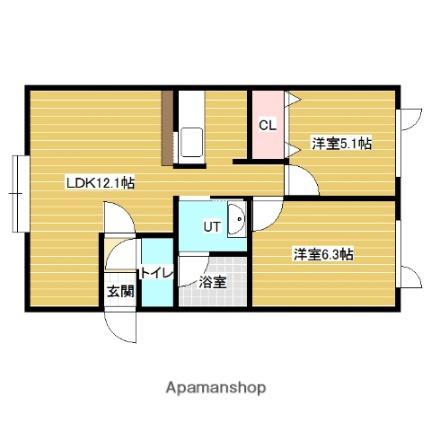 リーベンハイム ｜北海道岩見沢市日の出北２丁目(賃貸アパート2LDK・1階・53.66㎡)の写真 その2