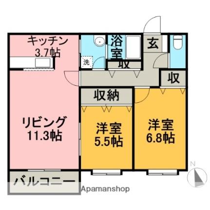 コ－ポガルIII ｜北海道滝川市一の坂町東３丁目(賃貸マンション2LDK・1階・64.78㎡)の写真 その2