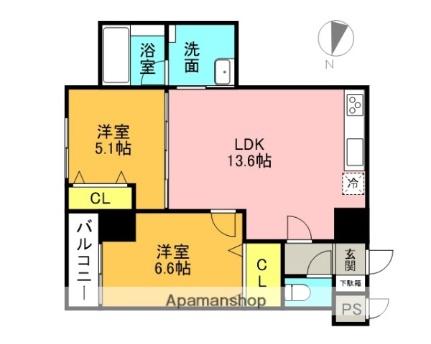 北海道札幌市東区北十九条東５丁目(賃貸マンション2LDK・4階・52.38㎡)の写真 その2