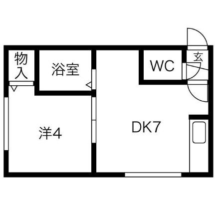 エアフォルグ北大I 103｜北海道札幌市東区北十二条東４丁目(賃貸アパート1DK・2階・23.51㎡)の写真 その2