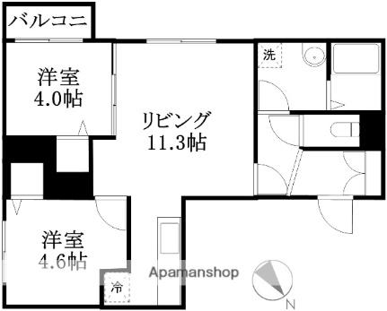 レジェーロ 101｜北海道札幌市中央区宮の森三条５丁目(賃貸マンション2LDK・1階・44.06㎡)の写真 その2