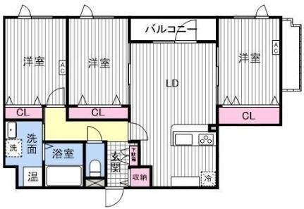 鍋島ハイツI 506｜北海道江別市幸町(賃貸マンション3LDK・5階・73.90㎡)の写真 その2